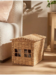 Panier de rangement en jacinthe d'eau tressé à la main, style bohème, décoratif, pour jouets, chambre d'enfant, chambre de bébé, Montessori - Product Image 6