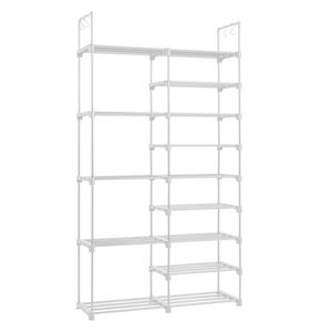 Scarpiera FCH Bianca 85.7*29.8*158cm in Tessuto Non Tessuto con Tubi in Ferro e Pad in PP, Doppia Fila 9 Ripiani con Maniglie - Product Image 6