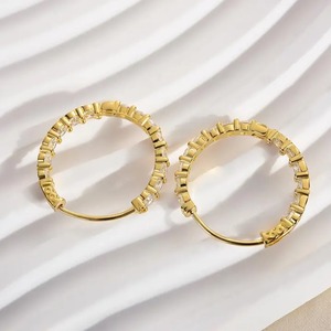 New Design 925 Moissanite Unique <b>Hoop</b> <b>Earrings</b> In <b>Sterling</b> <b>Silver</b> White & Yellow Gold Plated <b>Hoop</b> Diamond <b>Earrings</b> for Sale - Product Image 4