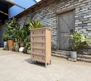 Juego de dormitorio estilo rústico francés, mesa de comedor de madera antigua, madera maciza de roble vietnamita, nogal, aliso, acacia, pino y ratán. - Product Image 5