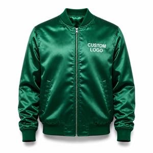 Personalized Satin Bomber <b>Jacket</b> Custom Embroidery <b>Mens</b> Wholesale Team College Streetwear Clothing Manufacturer - Product Image 1