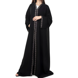 Vestido Islámico Abaya Burka de Primavera, Talla Grande, Color Negro, Diseño Estampado, Cómodo y Transpirable, Venta al Por Mayor para Mujeres, OEM ODM - Product Image 3