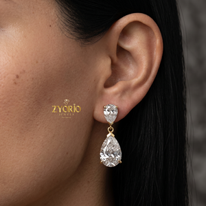 Pendientes de Diamantes con Corte Pera Cultivados en Laboratorio, Oro Amarillo de 18K, Chapados en Rodio, Joyería de Lujo para Novia, Boda, Mujer - Product Image 1