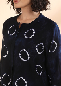 Camisa de Oficina Maaesa para Mujer, 100% Algodón, Hecha a Mano, Tie Dye, Casual, Manga Raglán Completa, Cuello Mandarín, Corte Regular, Lavable - Product Image 3