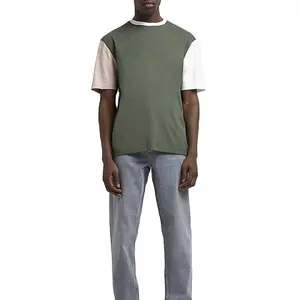 Men's Summer Tops Color Block Casual Short Sleeve T Shirt SHORT SLEEVE TEE - Print T-shirt Pure Cotton Oversized T-shirt