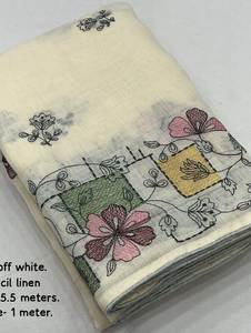 ผ้าส่าหรีพิมพ์ลายดิจิทัลผ้าฝ้ายเนื้อนุ่มพรีเมียม พร้อมลายดอกไม้ประณีตทั่วผืน และเสื้อปักลายเข้าชุด - Product Image 2