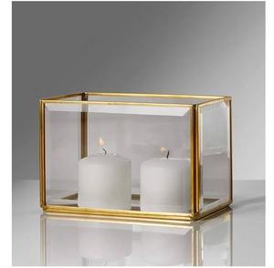 Portavelas de Vidrio Contemporáneo, Portavelas de Metal y Vidrio con Forma Geométrica, Elegante Portavelas - Product Image 6