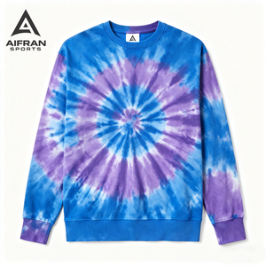 AIFRAN Sweat à capuche tie-dye pour homme 100% coton épais, style psychédélique, coupe oversize, écologique, respirant, nouvelle collection automne - Product Image 1