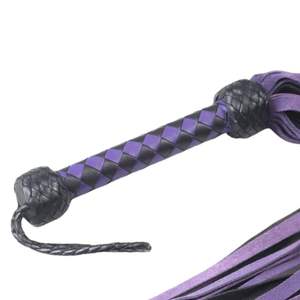 Flogger de piel de oveja auténtica con estampado por transferencia térmica, mango liso y redondeado, hebilla de acero, 2.5 cm de ancho, detección de aguja, múltiples opciones flexibles - Product Image 6