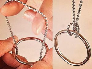 Nœud de chaîne de tour de magie |   Anneau en acier pour retenir la chaîne |   Instructions pour l'illusion de close-up |   Accessoires magiques de taille unique, adaptés aux débutants - Product Image 1