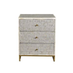 Bone Inlay Bedside Table Handmade Decorative Nightstand With Drawer Storage And Elegant Finish - Product Image 1