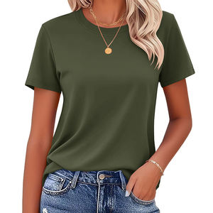 Camisetas de algodón 100% para mujer, cuello redondo, informales, transpirables, de secado rápido, de color liso, para gimnasio, deporte, correr, yoga, ¡en oferta! - Product Image 4