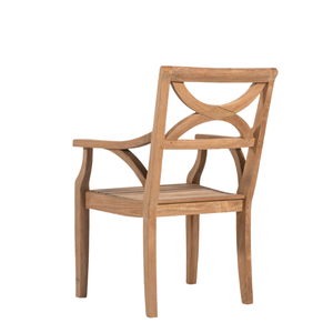 Chaise de salle à manger simple en teck massif avec dossier en forme de croissant et structure robuste à emboîtement - Product Image 2