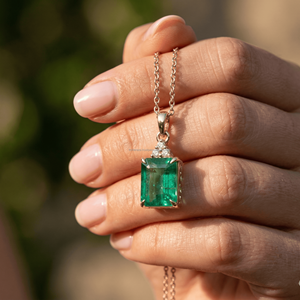 Bestselling May Birthstone <b>Emerald</b> Cut <b>Emerald</b> Fine <b>Pendants</b> & Charms 14K White Gold Taurus Prosperity Luxury Jewelry Collection - Product Image 2