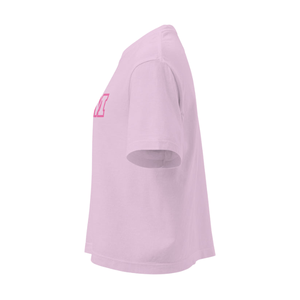 T-shirt rose ample et épais pour femme, motif graphique, coton premium, manches courtes, vêtement décontracté et tendance - Product Image 3