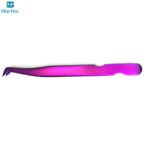 Pince à épiler multi-outils pour extensions de cils et volume, dégradé violet, en acier inoxydable durable, à pointe incurvée et droite, lot de 8 pièces - Product Image 2
