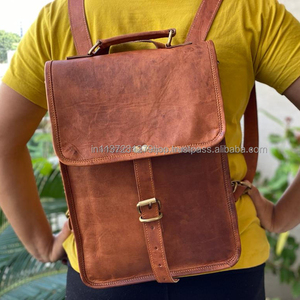 Nueva Mochila De cuero marrón de cabra auténtica de aspecto Vintage, mochila de viaje de cuero de oficina, bolsa de viaje de gran capacidad para hombres y mujeres - Product Image 3