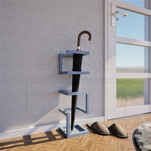 Porte-parapluie géométrique moderne en métal finition bleue pour l'entrée, décoration intérieure, rangement élégant et intérieur contemporain - Product Image 2