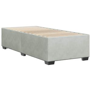 Estructura de cama Twin XL de terciopelo gris claro sin colchón-Producto con funda - Product Image 6