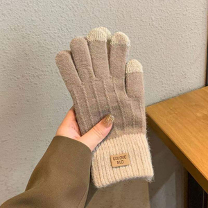 Korean Style <b>Warm</b> Touch Screen Winter Knitted Plus Velvet Thickened Student Cycling Windproof and Cold-proof Fashionable <b>Gloves</b> - Product Image 4