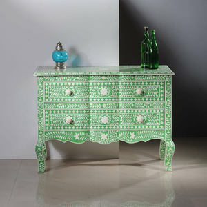 Table console en os incrusté, style traditionnel, motif floral, pour chambre, salon, appartement, hôtels, d'inspiration marocaine - Product Image 1