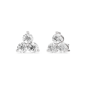 Fashion Stud <b>Earrings</b> Minimalist Round Lab Grown Diamond Stud <b>Earrings</b> 14K 18K Solid Gold Three Stone Diamond Cluster <b>Earrings</b> - Product Image 3