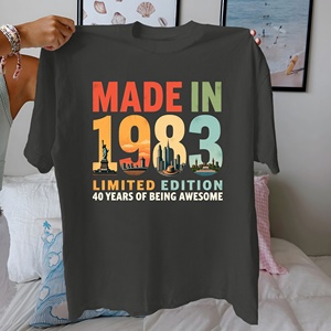 Impresionante Made in 1983 Edición Limitada Camiseta de algodón puro para mujer ajuste cómodo - Product Image 2