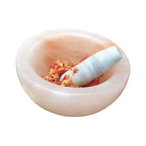Mortier et pilon en sel de l'Himalaya sculpté sur mesure, style coquille d'œuf, imitation antique, artisanat naturel de haute qualité, pour décoration intérieure OEM 2026 - Product Image 6