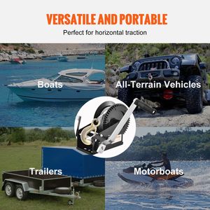 Manivela de Arrastre de Alta Resistencia con Capacidad de Arrastre de 3500 Libras, Cable de Acero de 33 Pies, Trinquete Bidireccional con Manivela para Remolque de Barco - Product Image 6