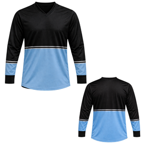 Camiseta de Paintball Azul Cielo con Contraste Negro, Sublimación de Dos Tonos, Secado Rápido, Transpirable, Malla, Ropa de Equipo, Entrenamiento Moderno para Atletas - Product Image 1