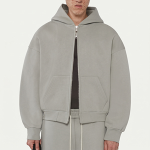 High Quality Custom Logo Heavyweight 480gsm <b>Fleece</b> Zip up Plus Size Baggy Hoodies <b>Oversized</b> Boxy Fit Men's Zip up <b>Hoodie</b> - Product Image 1