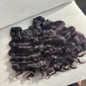 Hot trend 100% Human Raw Hair Bundles Remy Virgin Hair Weaving Bundles 1B Natural Color Weft <b>Extensions</b> Styling Vietnamese - Product Image 1