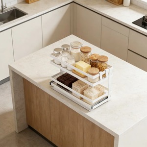 White Metal <b>Kitchen</b> <b>Rack</b> Spice <b>Storage</b> Organizer Perfect For Stores Spices And Masala Jars In Organized Way From India - Product Image 2