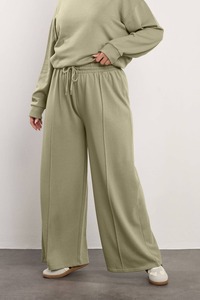 Conjunto Deportivo de 2 Piezas para Mujer Talla Grande, Ropa de Entrenamiento de Poliéster, Sudadera con Cuello Redondo y Pantalones Deportivos Anchos - Product Image 5