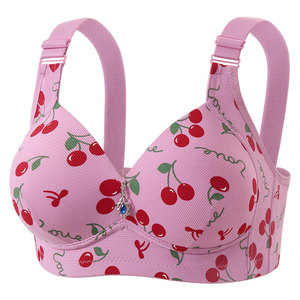 Sujetador de mujer para uso diario, de punto liso, con pedrería, sin aros, copa completa, push-up, con tirantes ajustables y cierre de tres corchetes en U en la espalda - Product Image 6