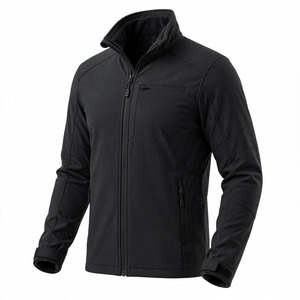 Veste matelassée en polaire noire pour homme, col montant, fermeture éclair, coupe-vent, décontractée, couleur unie, polyester, coupe régulière, hiver - Product Image 5