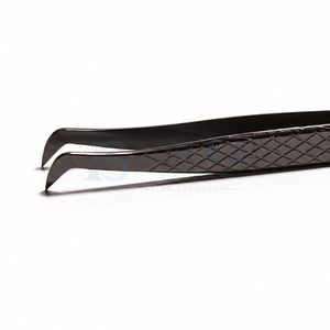 Pince à épiler professionnelle en acier inoxydable noir en forme de L pour extensions de cils, outil de maquillage de précision pour cils volumineux avec poignée diamantée - Product Image 3