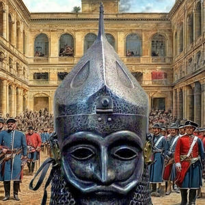 Casque Viking Normand Médiéval Demi-Masque en Acier CH 16GA avec Chaîne et Impression en Relief Personnalisée par Coulée sous Pression - Product Image 1