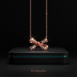 White Platinum Yellow Rose Gold Bow Diamond <b>Necklace</b> for Women Custom Brilliant Cut Pendant Jewelry Glosbe & Co - Product Image 5