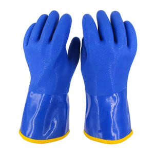 Gants de travail bleus en PVC à pois pour jardinage, gants de sécurité en latex à pois, tricotés sans couture, 7G, en coton PVC à pois - Product Image 1