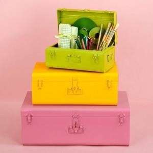Baúl de Almacenamiento de Acero Gris con Herrajes en Oro Rosa para una Solución de Organización del Hogar Contemporánea - Product Image 4