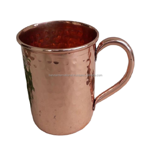 Mug en cuivre martelé de qualité supérieure avec poignée et finition polie, idéal pour la boisson et l'utilisation en cuisine, anti-fuite. - Product Image 1
