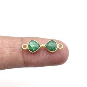 <b>Emerald</b> Gemstone Heart Link | Delicate Jewelry Making Component - Product Image 3