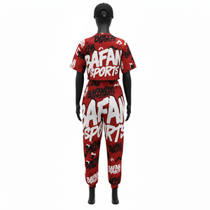 Conjunto de Top Corto y Pantalón para Mujer, Poliéster y Spandex Premium, 180 GSM, Transpirable, Suave al Tacto, Estampado Completo - Product Image 2