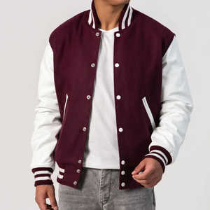 Modern Varsity Jacket Wool Blend Fabric Contrast Sleeves Snap Closure Rib Knit Trim Custom Logo School Sportswear Varsity Jacket - Product Image 5