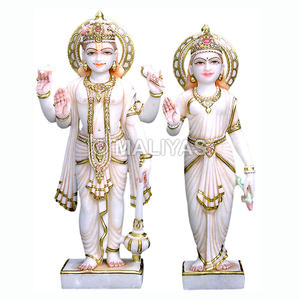 รูปปั้นพระลักษมีนารายณ์ทำจากหินอ่อน |   พระพุทธรูปหินอ่อนลักษมีนารายณ์ งานฝีมือสำหรับบ้านและวัด – มาลียาส - Product Image 1