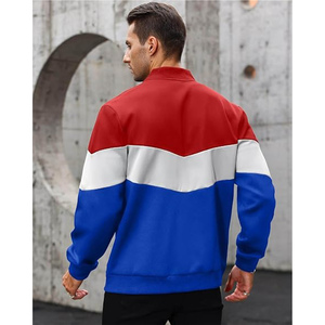 เสื้อแจ็คเก็ตผู้ชายแบบ Color Blocking สีแดง ขาว น้ำเงิน ซิป คอตั้ง สปอร์ต กันลม โพลีเอสเตอร์ สำหรับใส่ในฤดูใบไม้ร่วง - Product Image 3