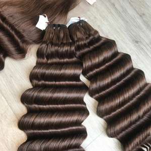 Extremos gruesos de onda profunda Estilo elegante Largo Natural #2 Peluca de color marrón Extensiones de cabello humano vietnamita - Product Image 5