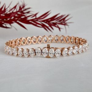 Premium oval moissanite tennis bracelet 7 inch 925 sterling <b>silver</b> 10k 14k 18k gold platinum classic prong setting - Product Image 4