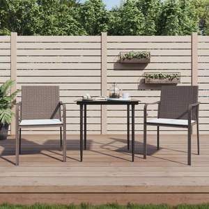 Ensemble de 2 chaises de jardin en rotin PE brun durables, design standard - Product Image 1